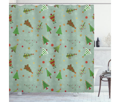 Holiday Tree Pattern Shower Curtain