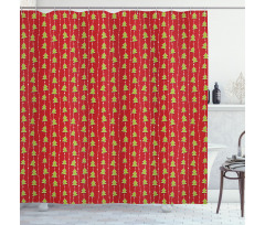 Green Tree on Stripes Shower Curtain