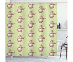 Vintage Stalks Leaf Fruit Shower Curtain