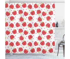 Curved and Dotted Fruit Shower Curtain