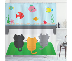 Cats Looking at Fishtank Shower Curtain