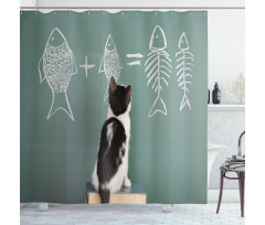 Arithmetic Fish Problem Shower Curtain