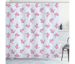 Romantic Pink Kittens Shower Curtain