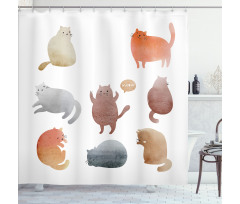 Watercolor Kitties Pet Shower Curtain