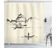 Pagoda Fisherman Shower Curtain