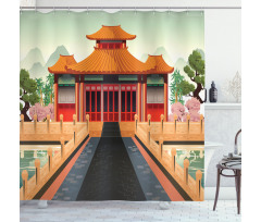 Chinese Building Asia Shower Curtain