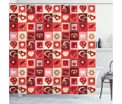 Valentines Day Theme Hearts Shower Curtain