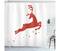 Jumping Reindeer Stars Shower Curtain