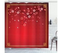 Cherry Branch Chinese Frame Shower Curtain