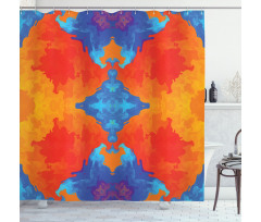 Contemporary Blue Orange Shower Curtain