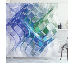 Abstract Wavy Squares Shower Curtain