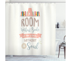 Book Shelf and a Words Shower Curtain