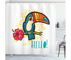 Toucan Bird with Hibiscus Shower Curtain