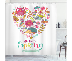 Doodle Springtime Heart Shower Curtain