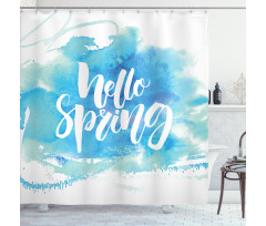 Pastel Blue Spring Theme Shower Curtain