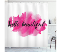 Words on Pink Shower Curtain