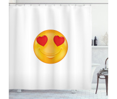 Cartoon Smiley Face Heart Shower Curtain