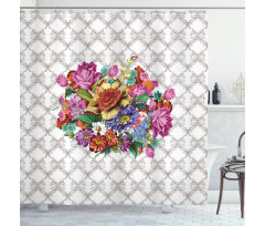 Damask Pattern Bouquet Shower Curtain