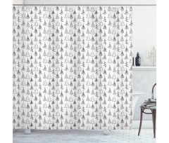 Doodle Sketch Style Stars Shower Curtain