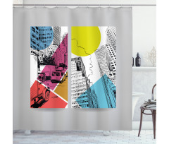 Urban Illustration Trucks Shower Curtain