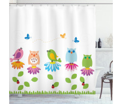 Cartoon Chamomile Birds Shower Curtain