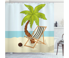Cartoon Style Palm Tree Shower Curtain