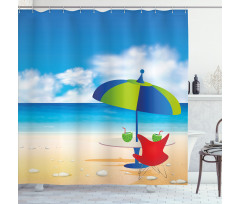 Relaxing Scene Umbrella Shower Curtain