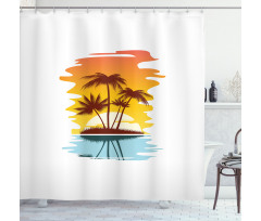 Exotic Palm Trees Sunset Shower Curtain