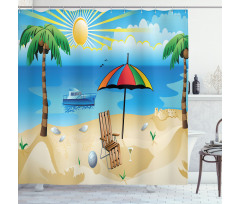 Cartoon Coast Pattern Shower Curtain