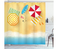 Beach Waves Umbrella Shower Curtain
