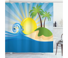 Sun Rays Tropical Island Shower Curtain