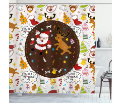 Dancing Santa Deer Shower Curtain