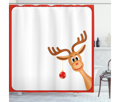 Reindeer Xmas Theme Shower Curtain