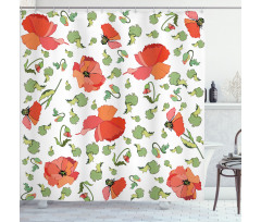 Scattered Buds and Stems Shower Curtain