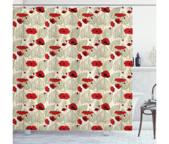 Sketch Leaves Rural Flora Shower Curtain