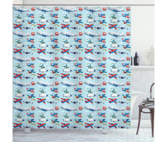 Aircrafts Sky Diving Shower Curtain