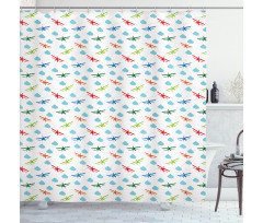 Colorful Retro Travel Shower Curtain