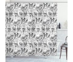 Terrier and Pug Shower Curtain