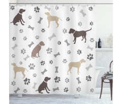 Paw Print and Bones Shower Curtain