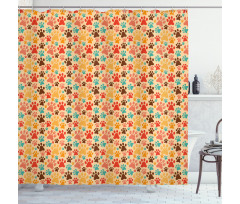 Colorful Paw Print Shower Curtain