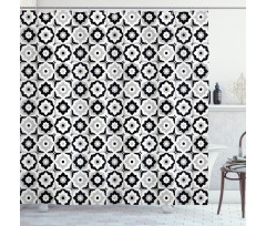 Monochrome Daisies Shower Curtain