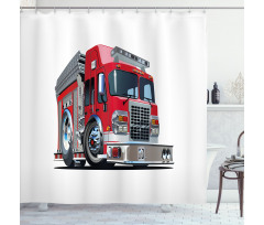 Cartoon Style Firefighter Shower Curtain