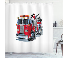 Fire Brigade Vehicle Shower Curtain