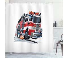 Fire Department Lorry Shower Curtain