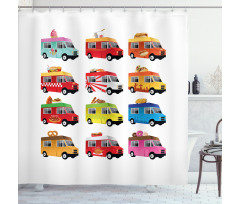 Colorful Food Trucks Shower Curtain