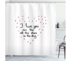 Stars Heart Shape Shower Curtain