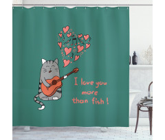 Cartoon Cat Sings Shower Curtain