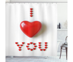 3D Heart Letters Shower Curtain