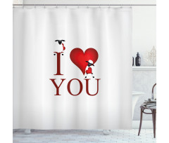 Sheep and Red Heart Shower Curtain