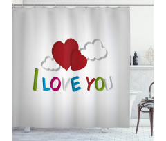 Letters Clouds Heart Shower Curtain